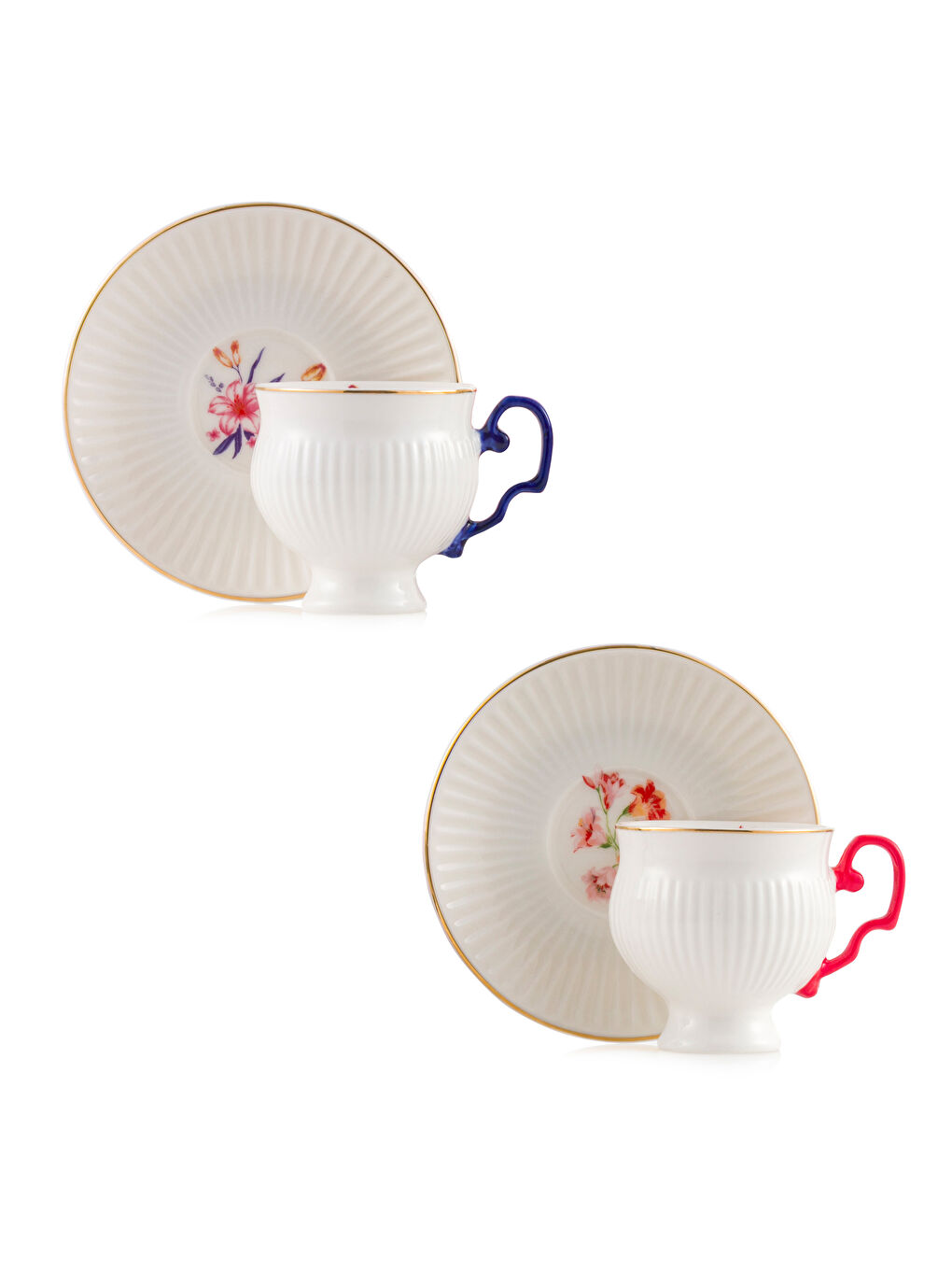 Karışık  Mavi Baskılı 2 Kişilik Porselen Kahve Fincan Takımı 90 ml-5