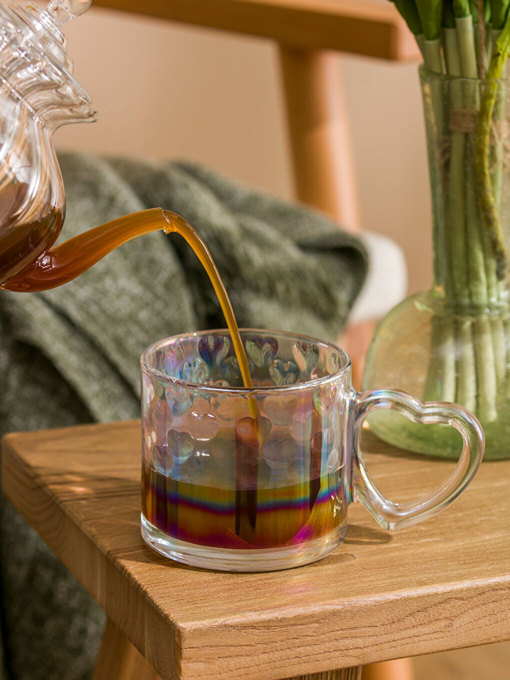 Karışık Kalp Desenli Cam Kupa 330 Ml