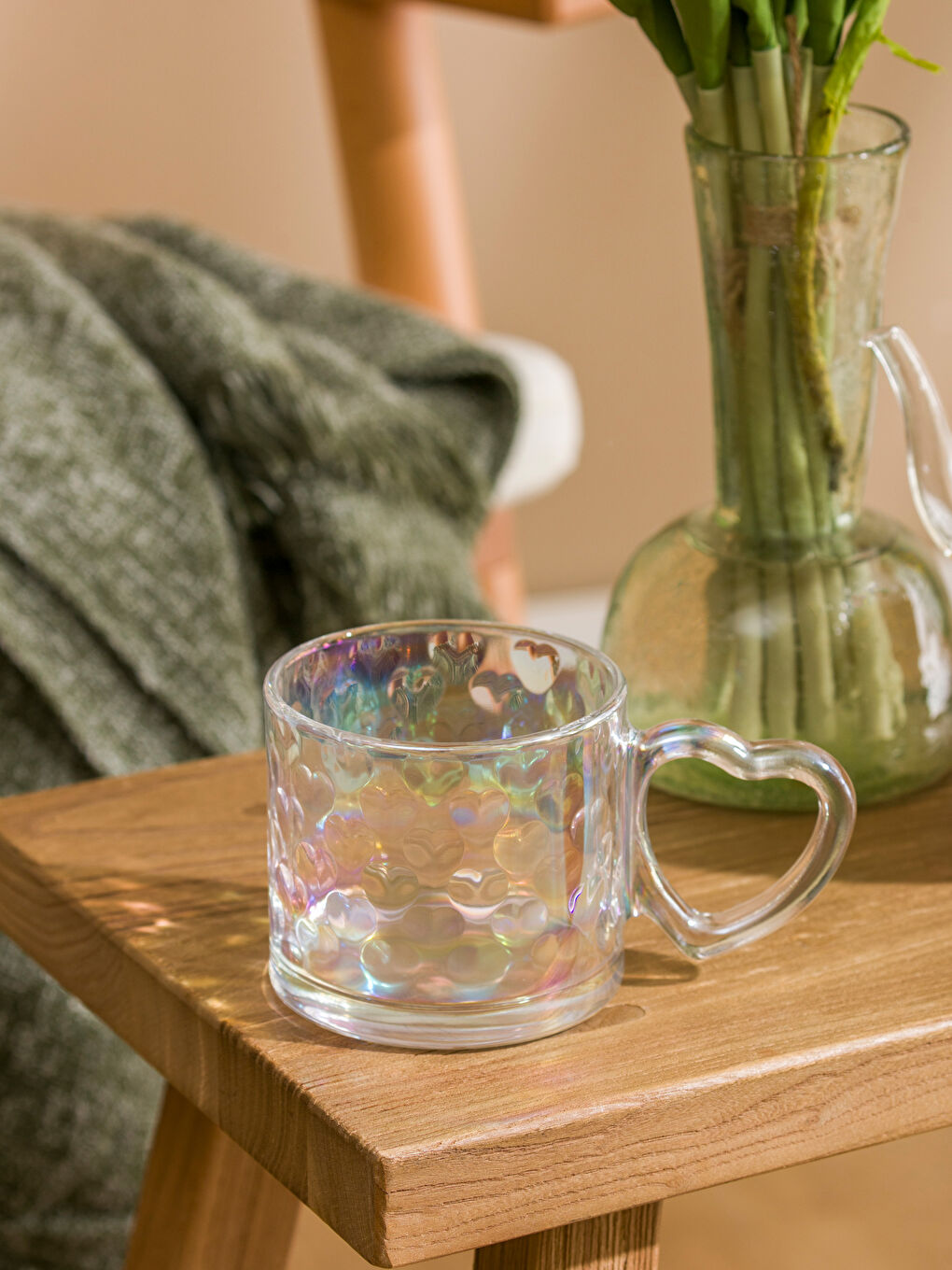 Karışık Kalp Desenli Cam Kupa 330 Ml-1