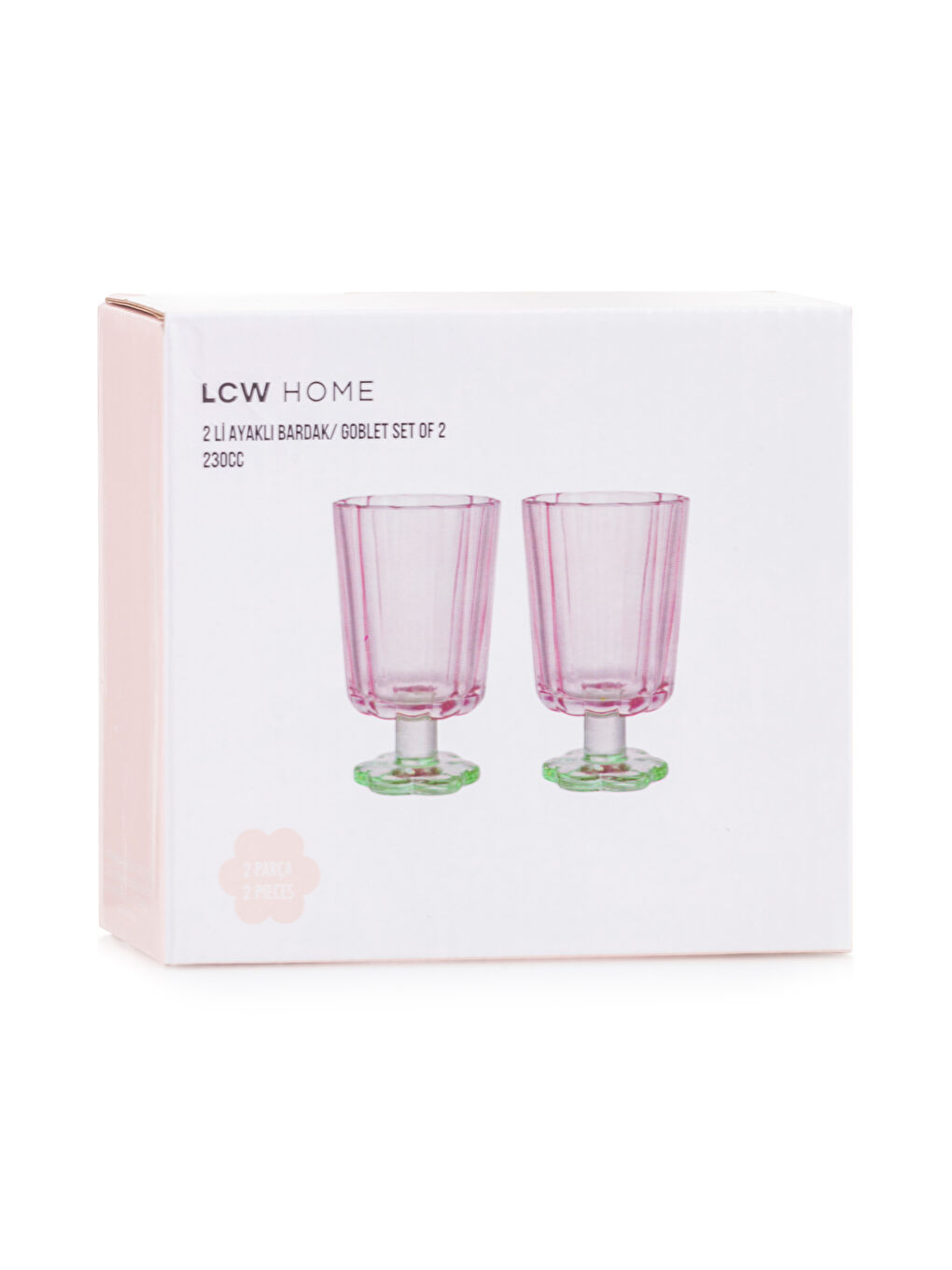 Renksiz Çiçek Desenli Ayaklı Cam Bardak Seti 2'li 260 Ml-3