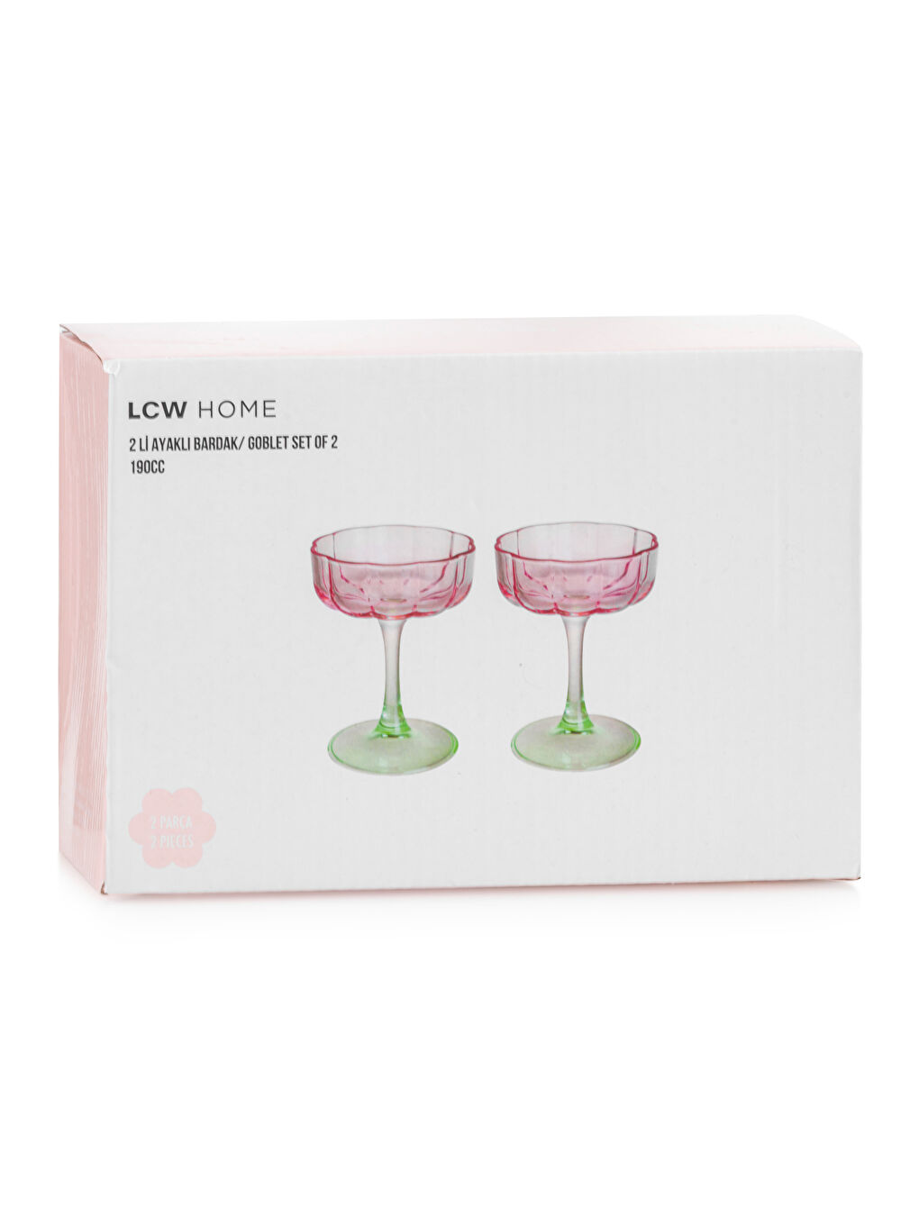 Set of Two Decorative Stemmed Glasses, 190 ml-3