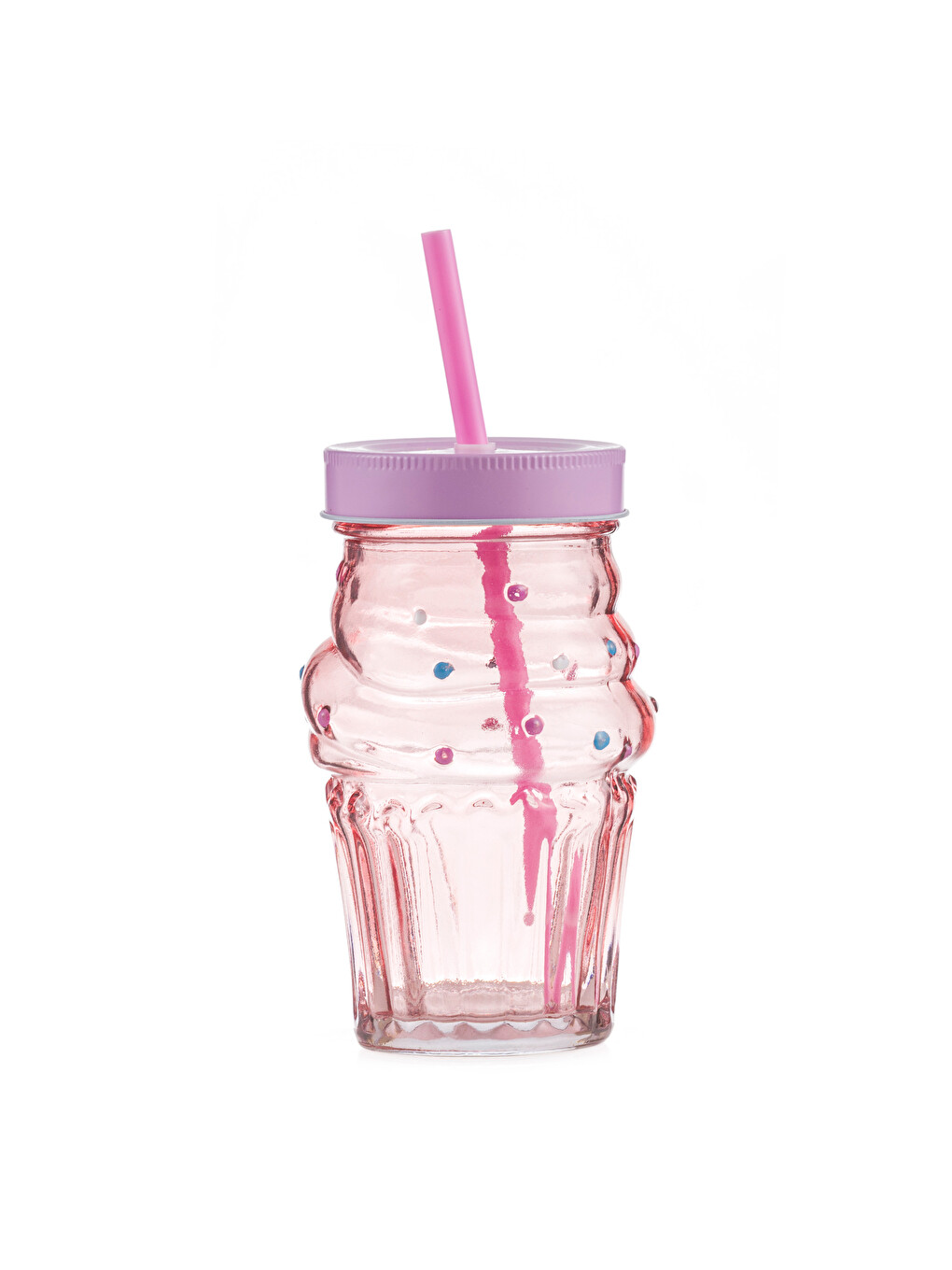 Pembe Pipetli Cam Bardak-3