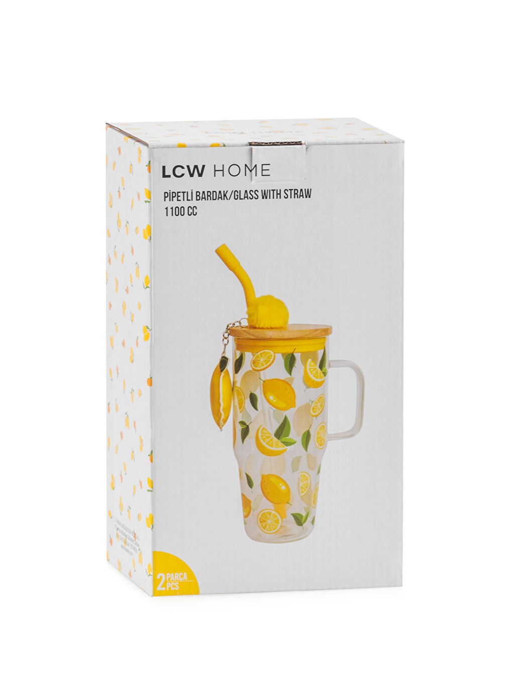 Renksiz Limon Baskılı Pipetli Cam Bardak 1100 Ml-3