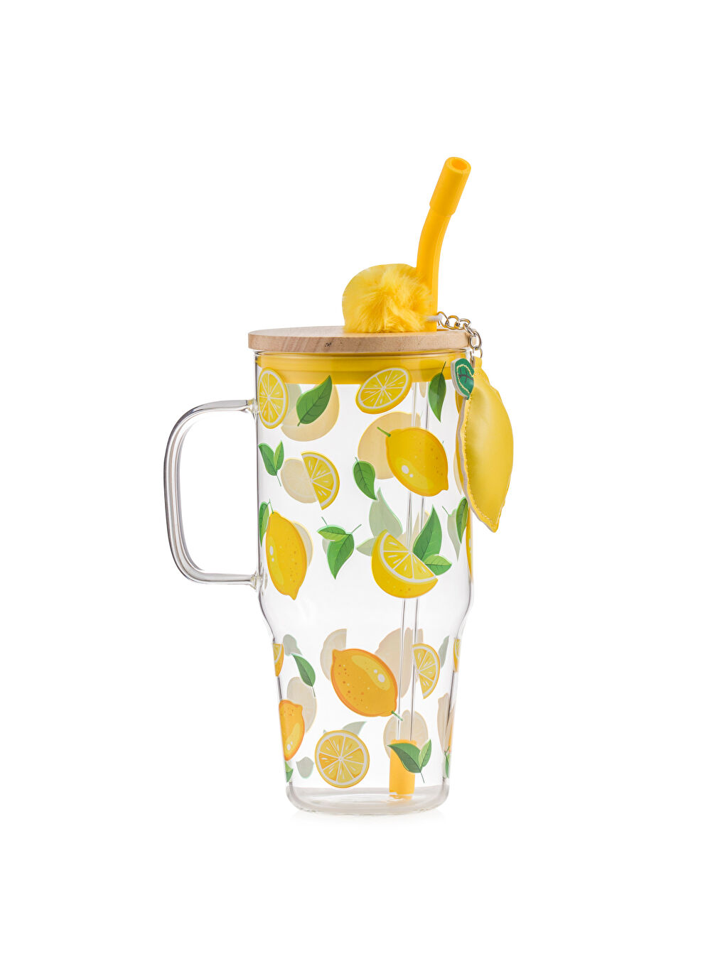 Renksiz Limon Baskılı Pipetli Cam Bardak 1100 Ml-4