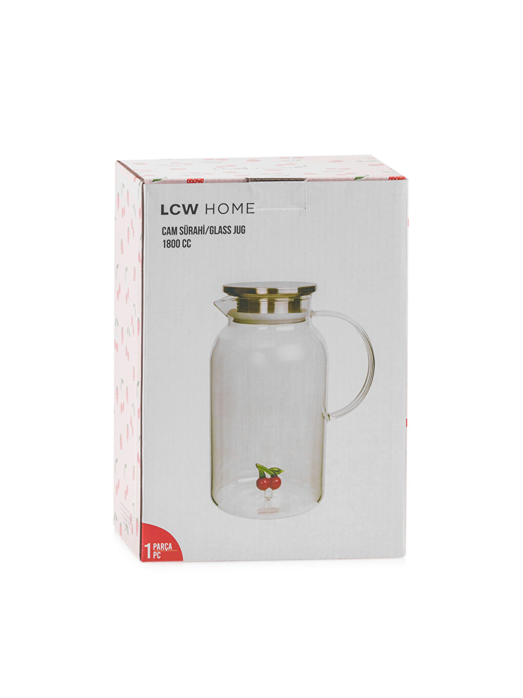 Renksiz Kiraz Figürlü Kapaklı Cam Sürahi 1400 Ml-4