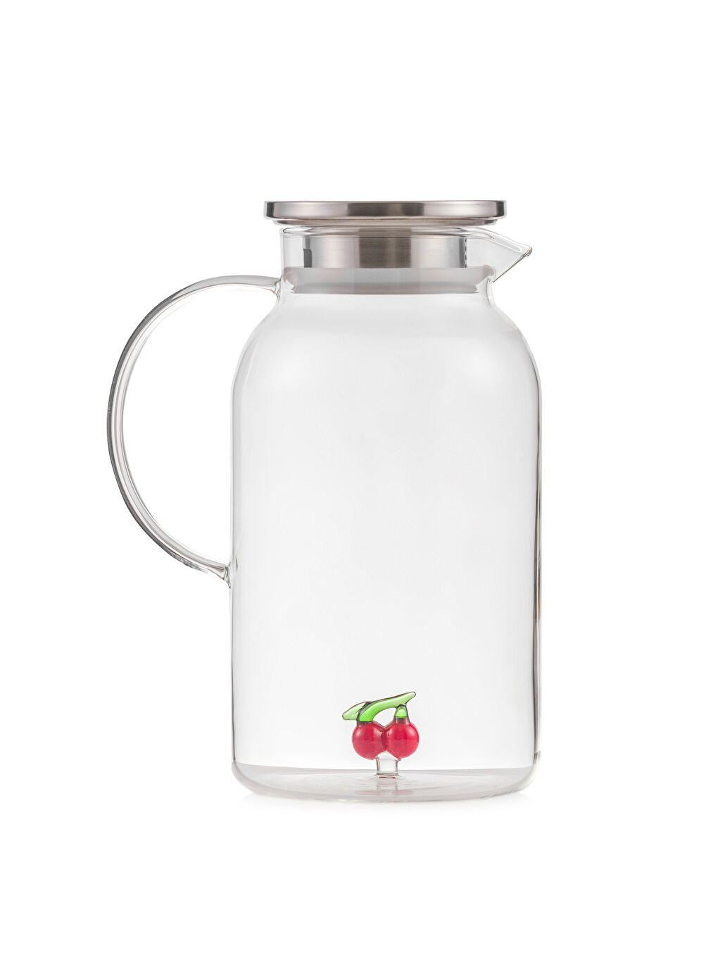 Renksiz Kiraz Figürlü Kapaklı Cam Sürahi 1400 Ml-5