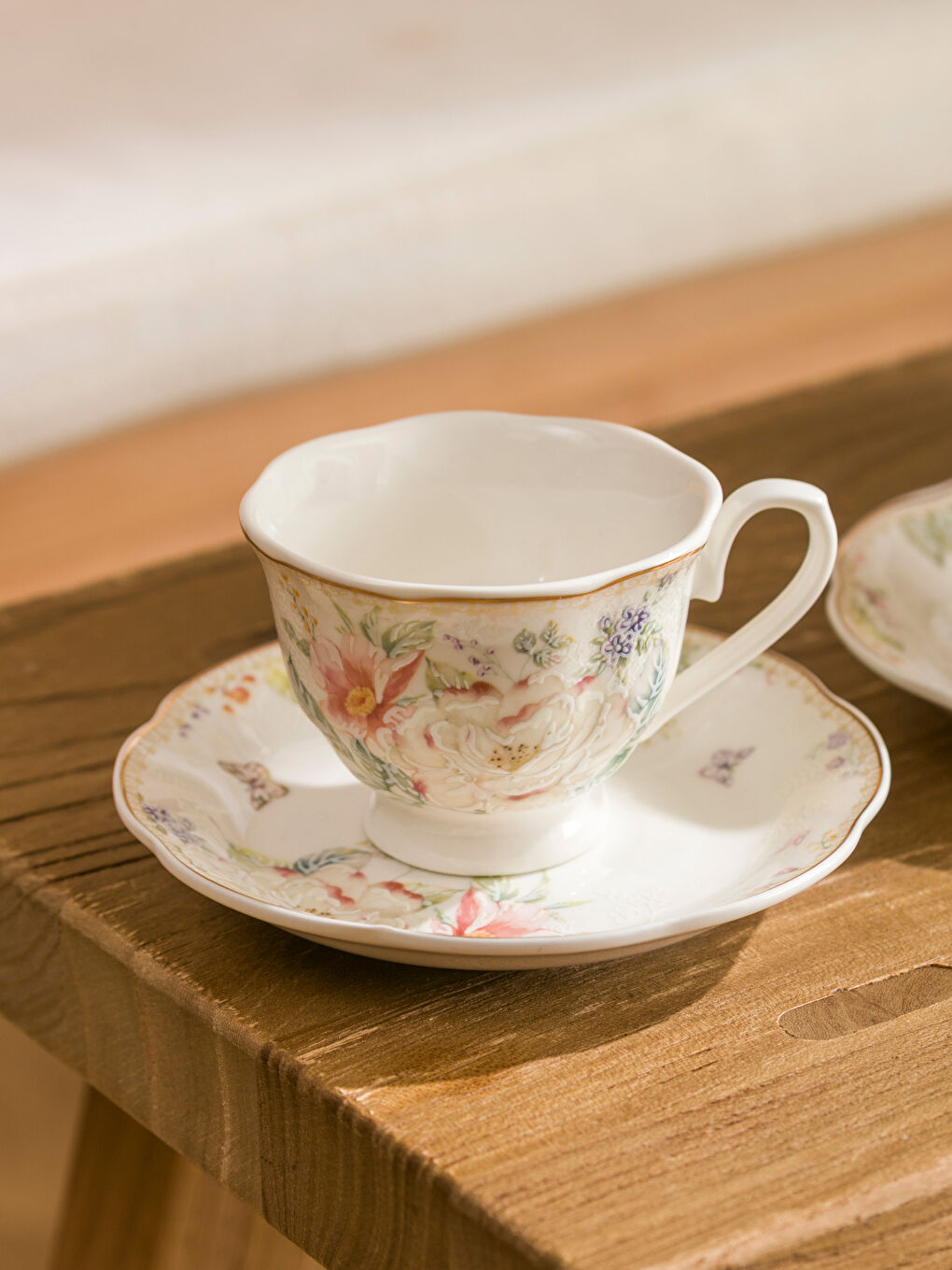 Karışık Çiçek Baskılı 2 Kişilik Porselen Kahve Fincan Takımı 90 ml-1