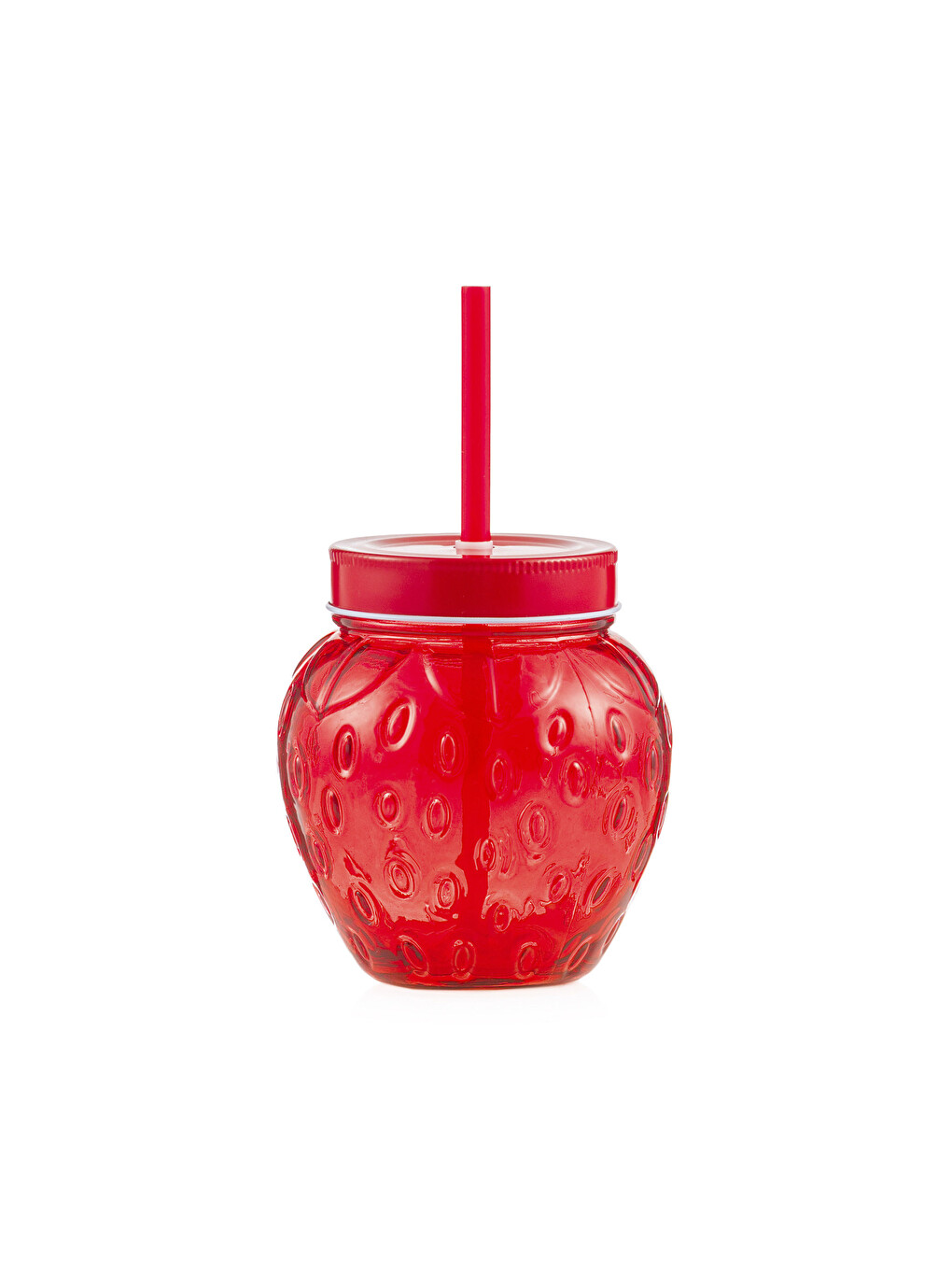 Verre à soda en verre avec paille motif fraise-3