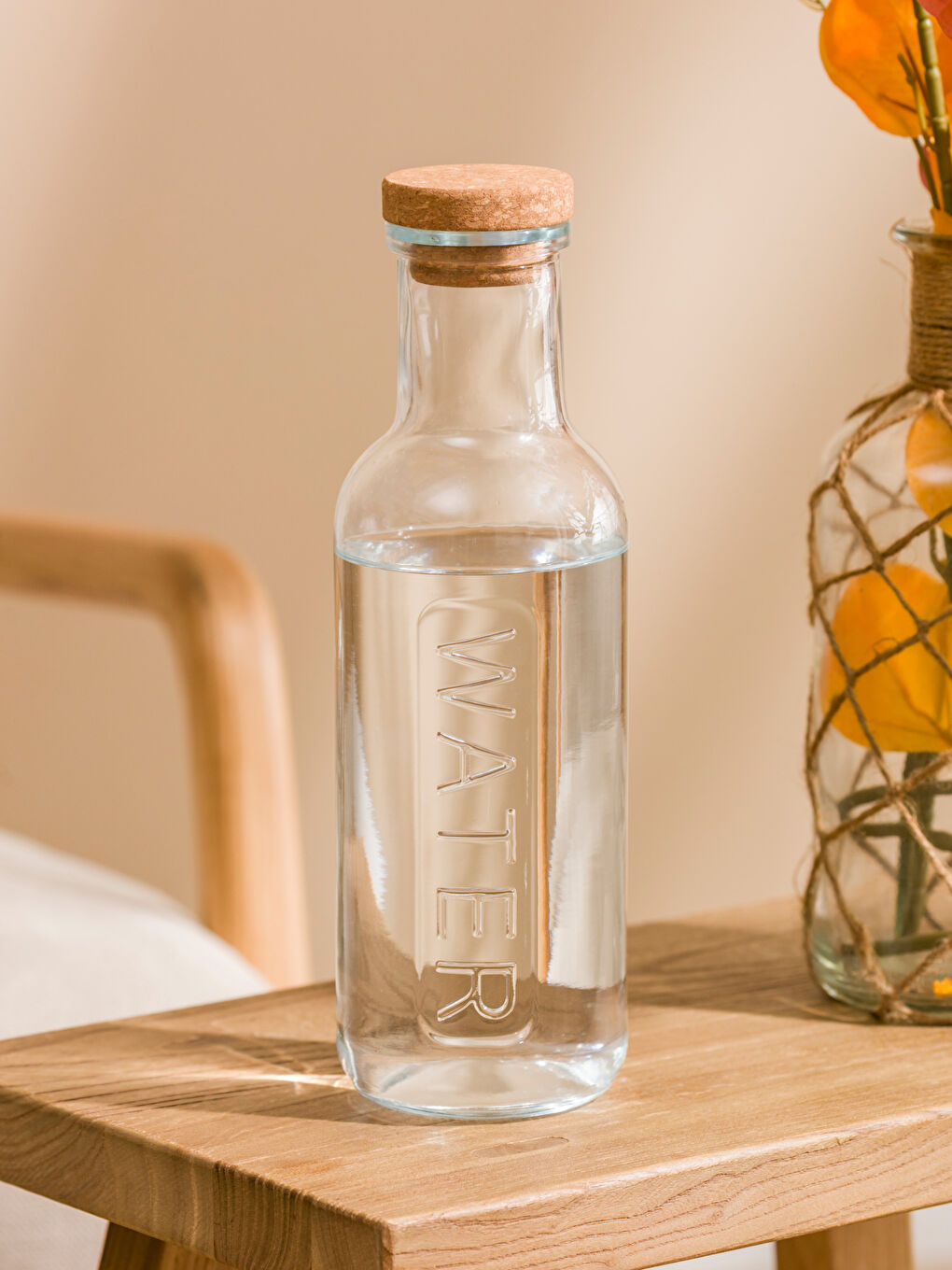 Cork Lid Glass Water Bottle 1000 ml