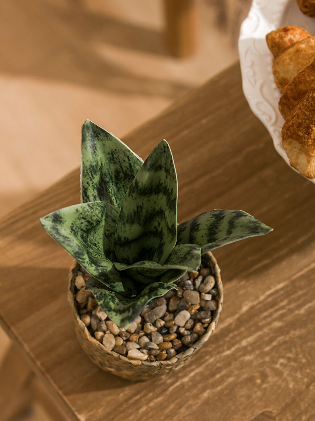 Decorative Artificial Flower in Rattan Pot 18 cm-1