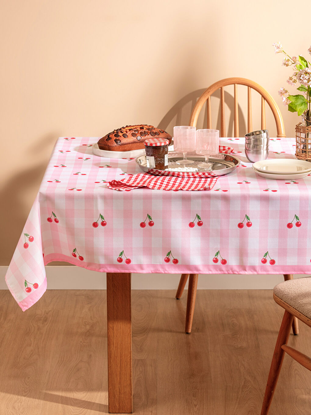 Karışık Kiraz Baskılı Masa Örtüsü 140x180 cm-1