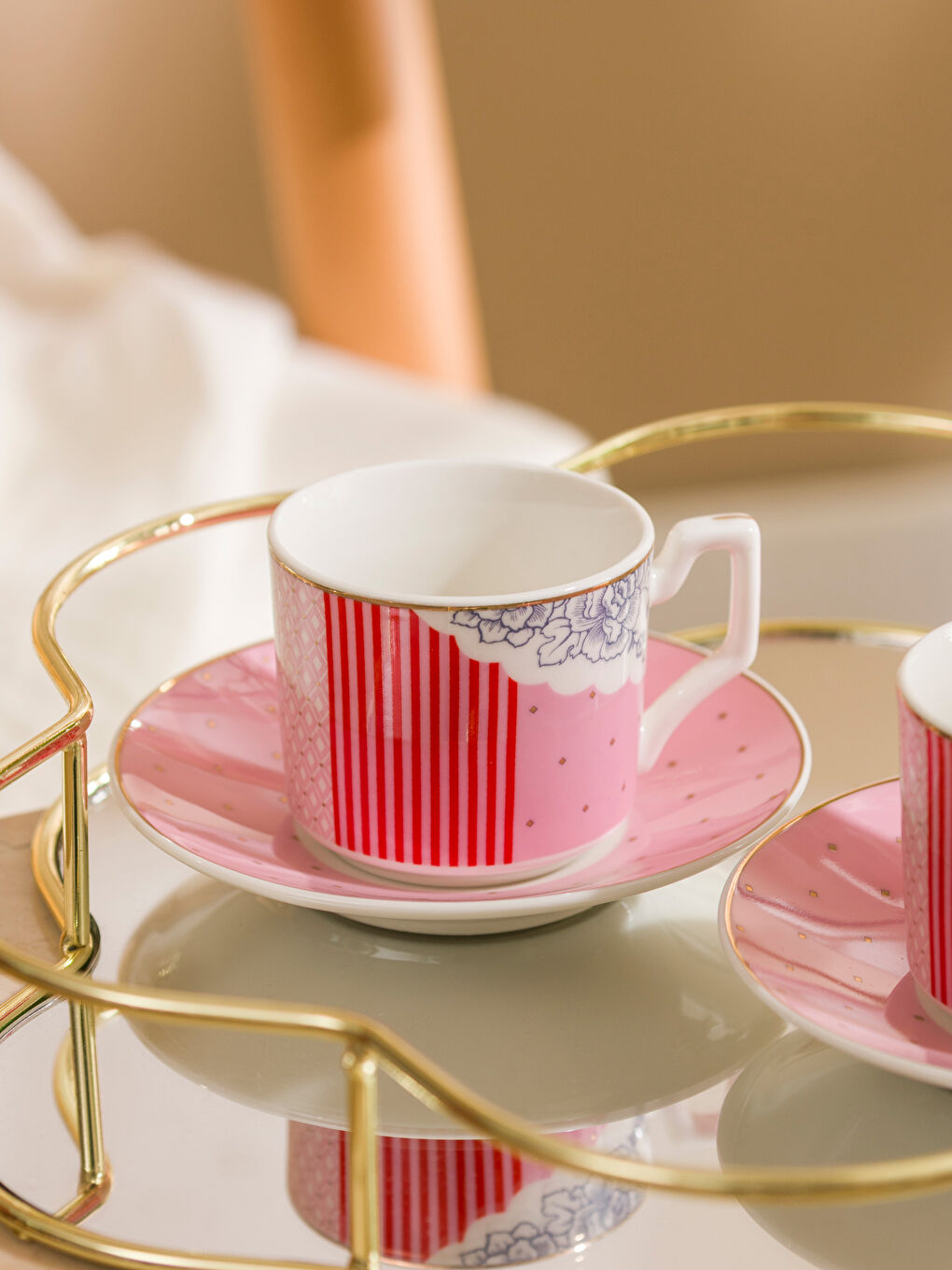 Karışık Baskılı 2 Kişilik Porselen Kahve Fincan Takımı 90 ml-1