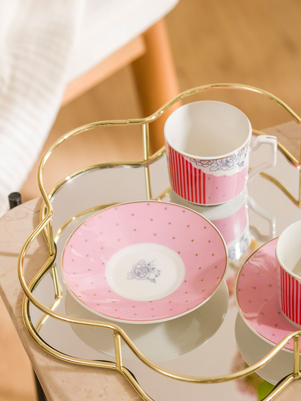 Karışık Baskılı 2 Kişilik Porselen Kahve Fincan Takımı 90 ml-2