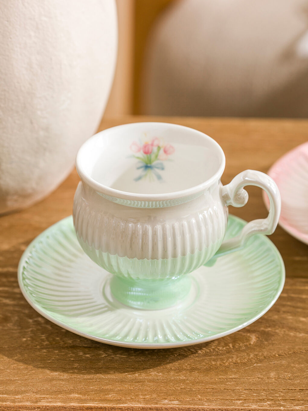 Karışık Çiçek Baskılı 2 Kişilik Porselen Kahve Fincan Takımı 90 ml-1