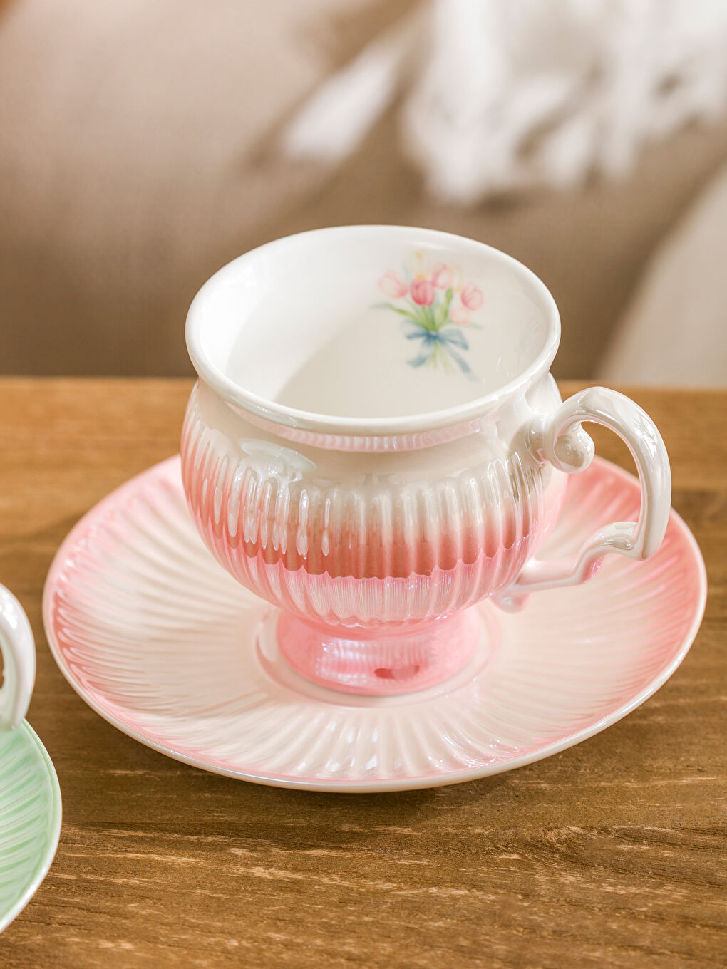 Karışık Çiçek Baskılı 2 Kişilik Porselen Kahve Fincan Takımı 90 ml-2