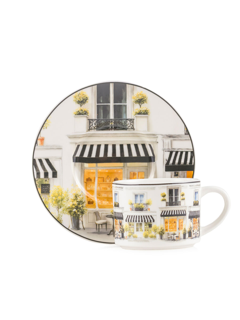 Karışık Baskılı 2 Kişilik Porselen Kahve Fincan Takımı 90 ml-4