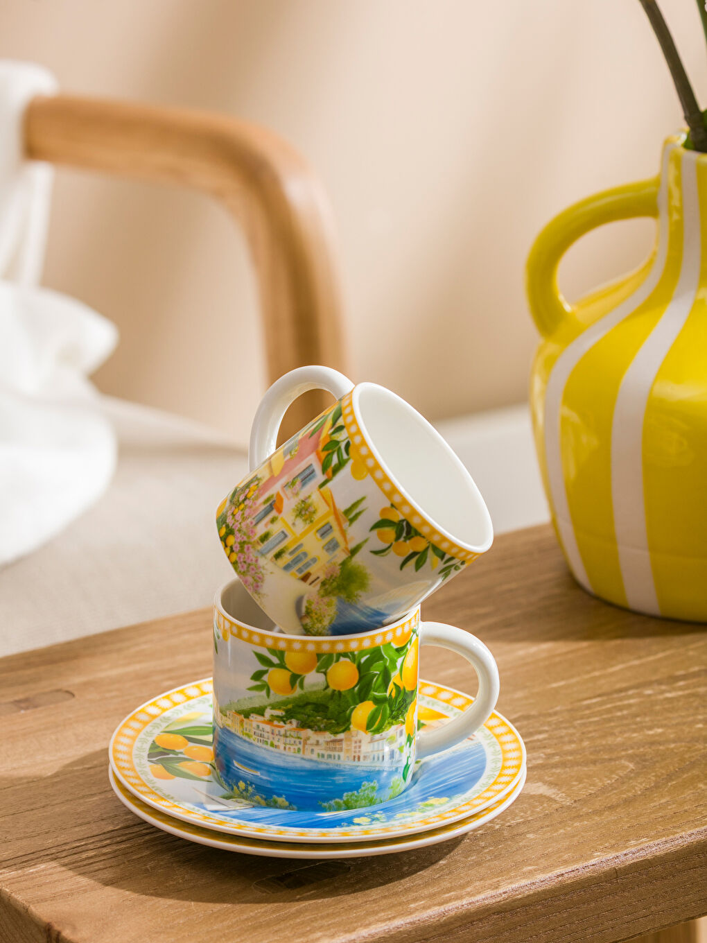 Karışık Baskılı 2 Kişilik Porselen Kahve Fincan Takımı 110 ml-2