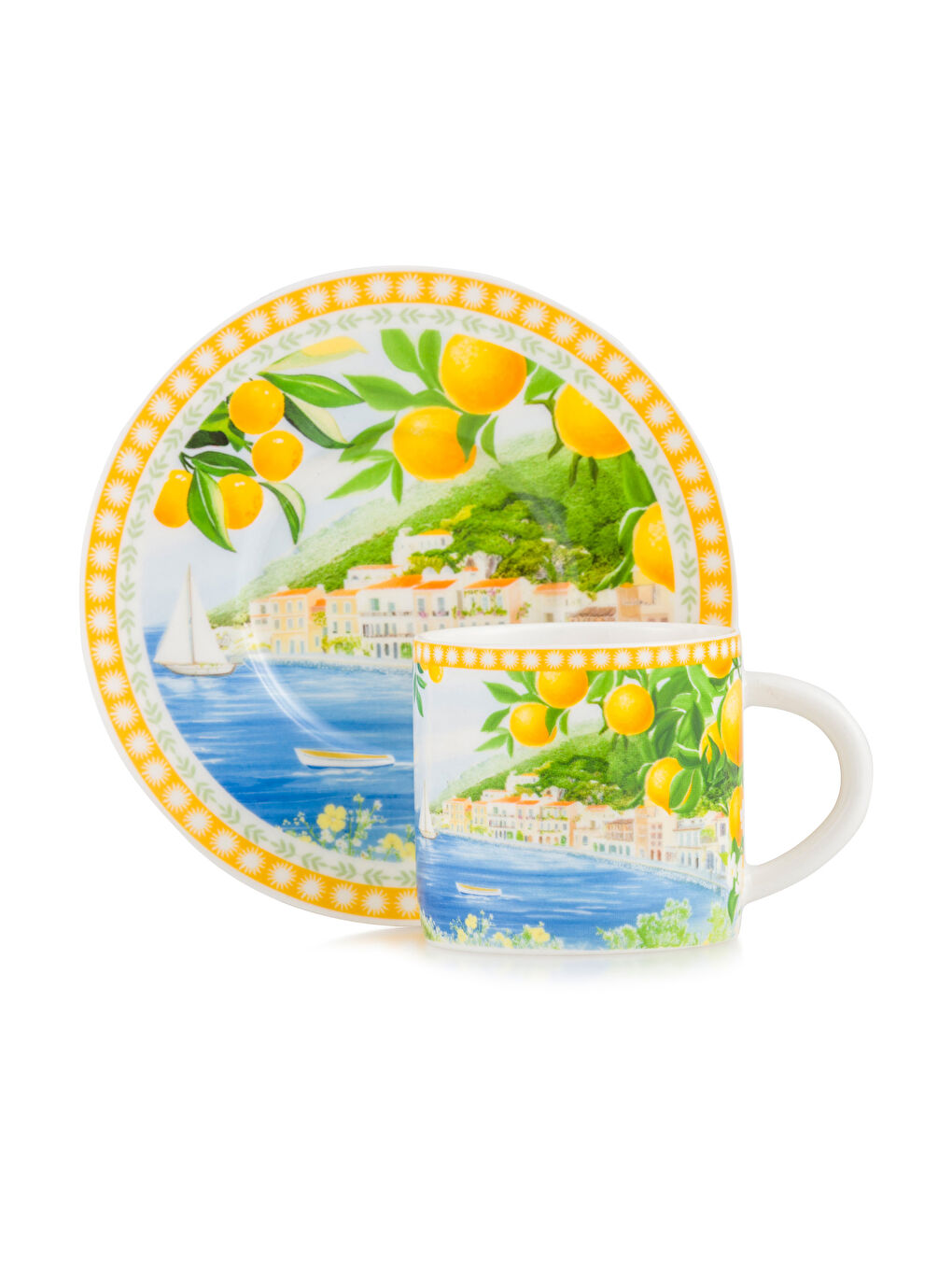 Karışık Baskılı 2 Kişilik Porselen Kahve Fincan Takımı 110 ml-4