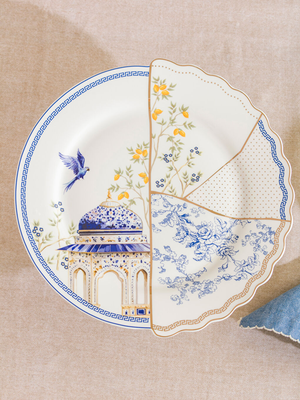 Karışık Baskılı Porselen Ayaklı Sunum Tabağı 28 cm-1