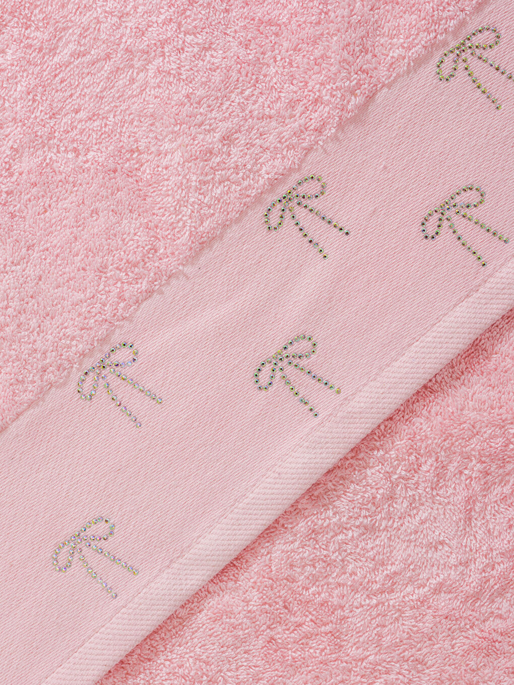 Pembe Fiyonk Nakışlı Pamuklu Yüz Havlusu 50x80 cm-3