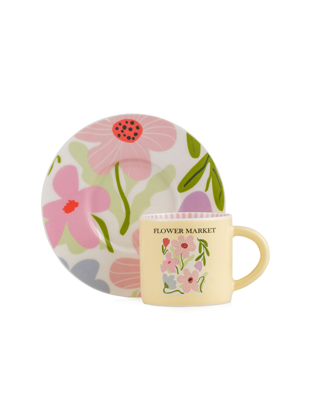 Karışık Baskılı 2 Kişilik Porselen Kahve Fincan Takımı 90 ml-4