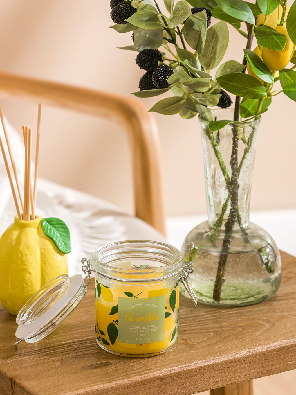 Sarı Limon Kokulu Bardak Mum-1