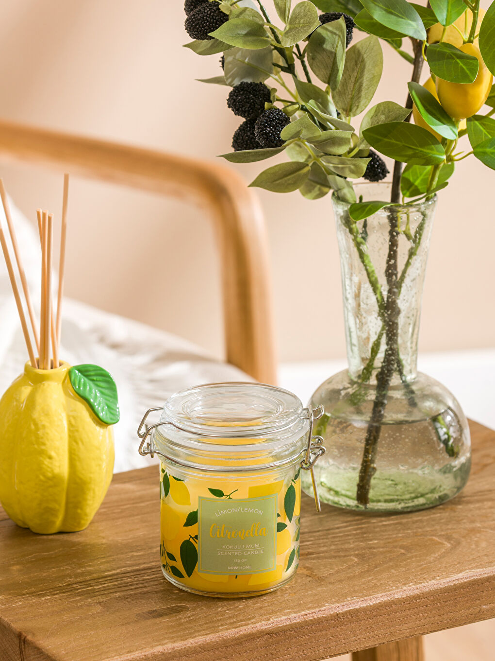 Sarı Limon Kokulu Bardak Mum-2