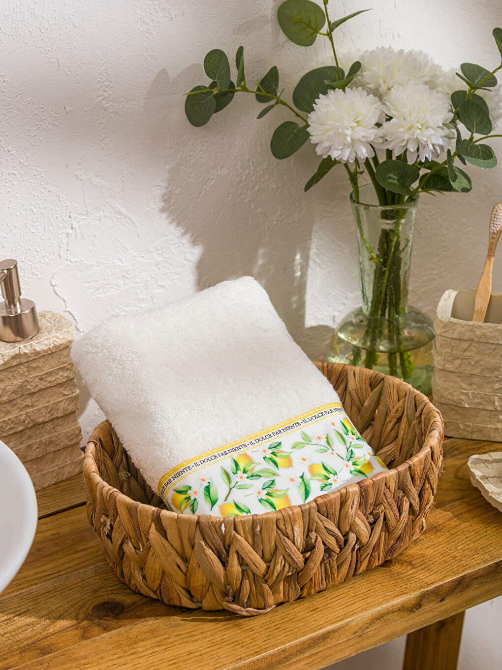 منشفة وجه مطبوعة بالليمون 50x80 سم