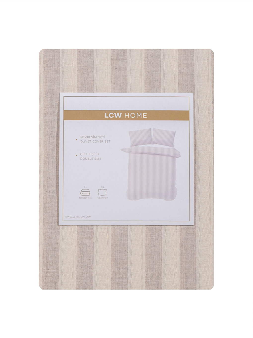 Bej Çizgili Çift Kişilik Nevresim Seti-6