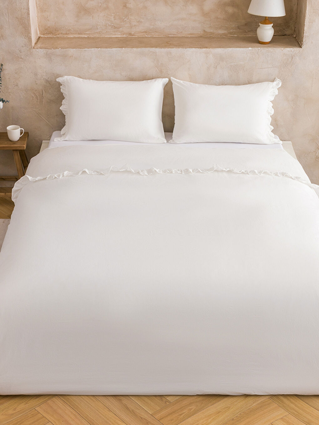 Beyaz Pamuklu Çift Kişilik Nevresim Seti-1