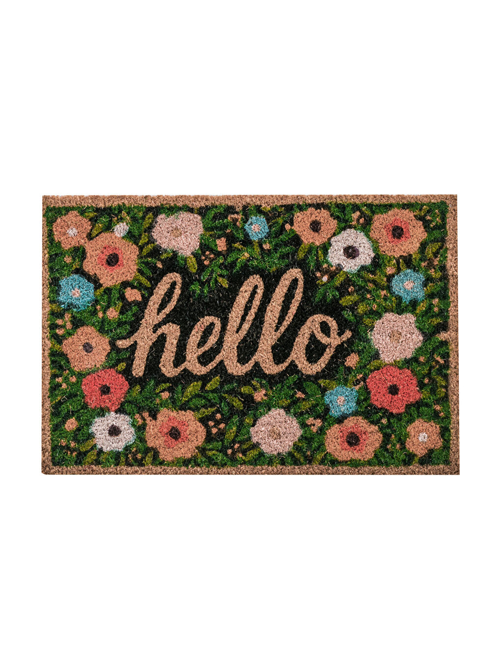 Karışık Hello Yazı Baskılı Kapı Önü Paspası 40x60 cm-3