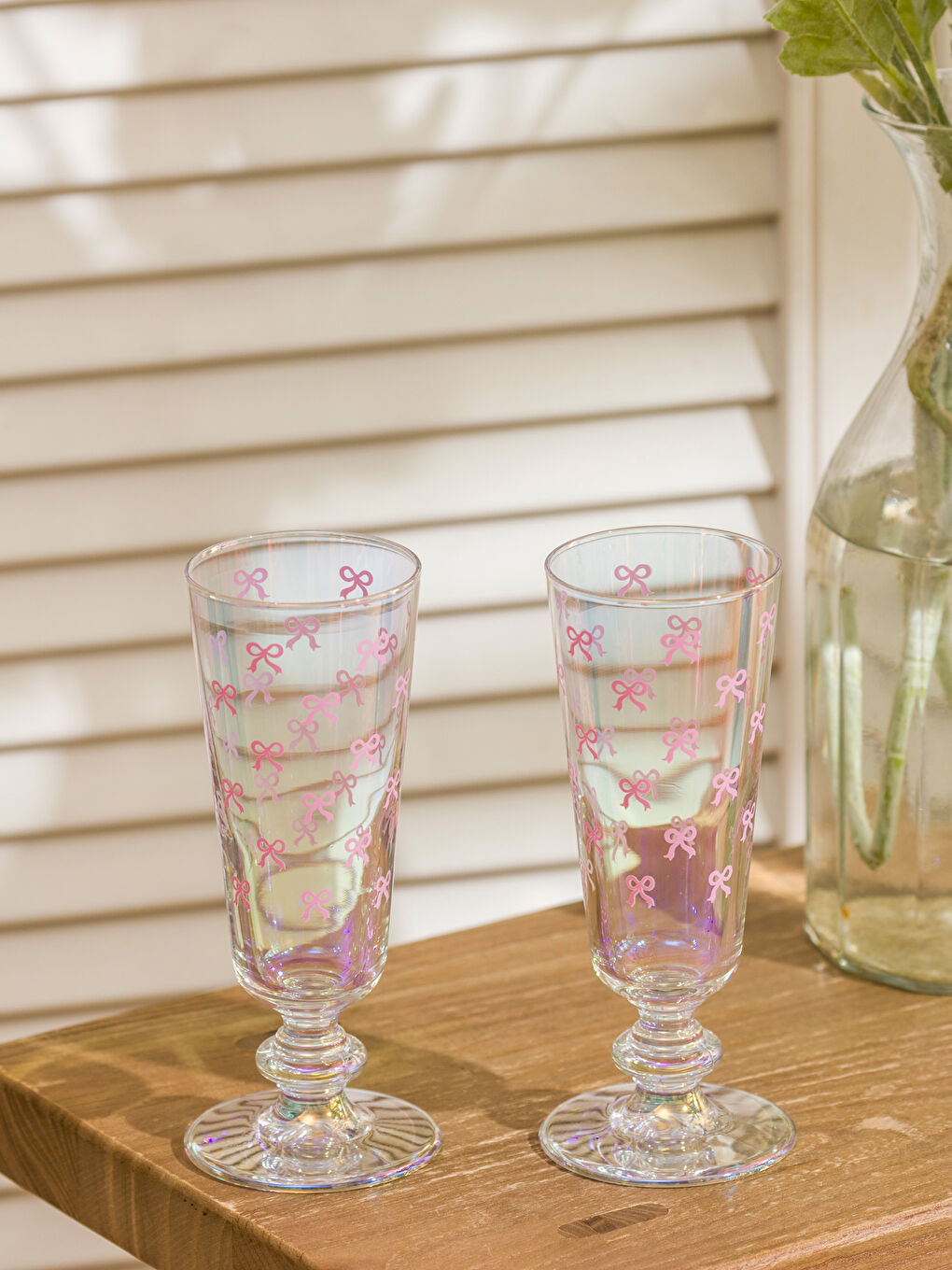 Karışık Fiyonk Baskılı Cam Meşrubat Bardağı 2'li 180 ml-1