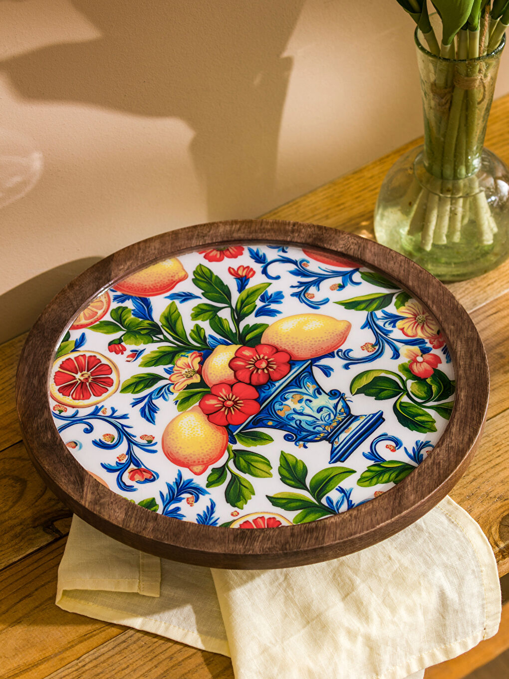 Karışık Baskılı Ahşap Ayaklı Sunumluk 30 cm