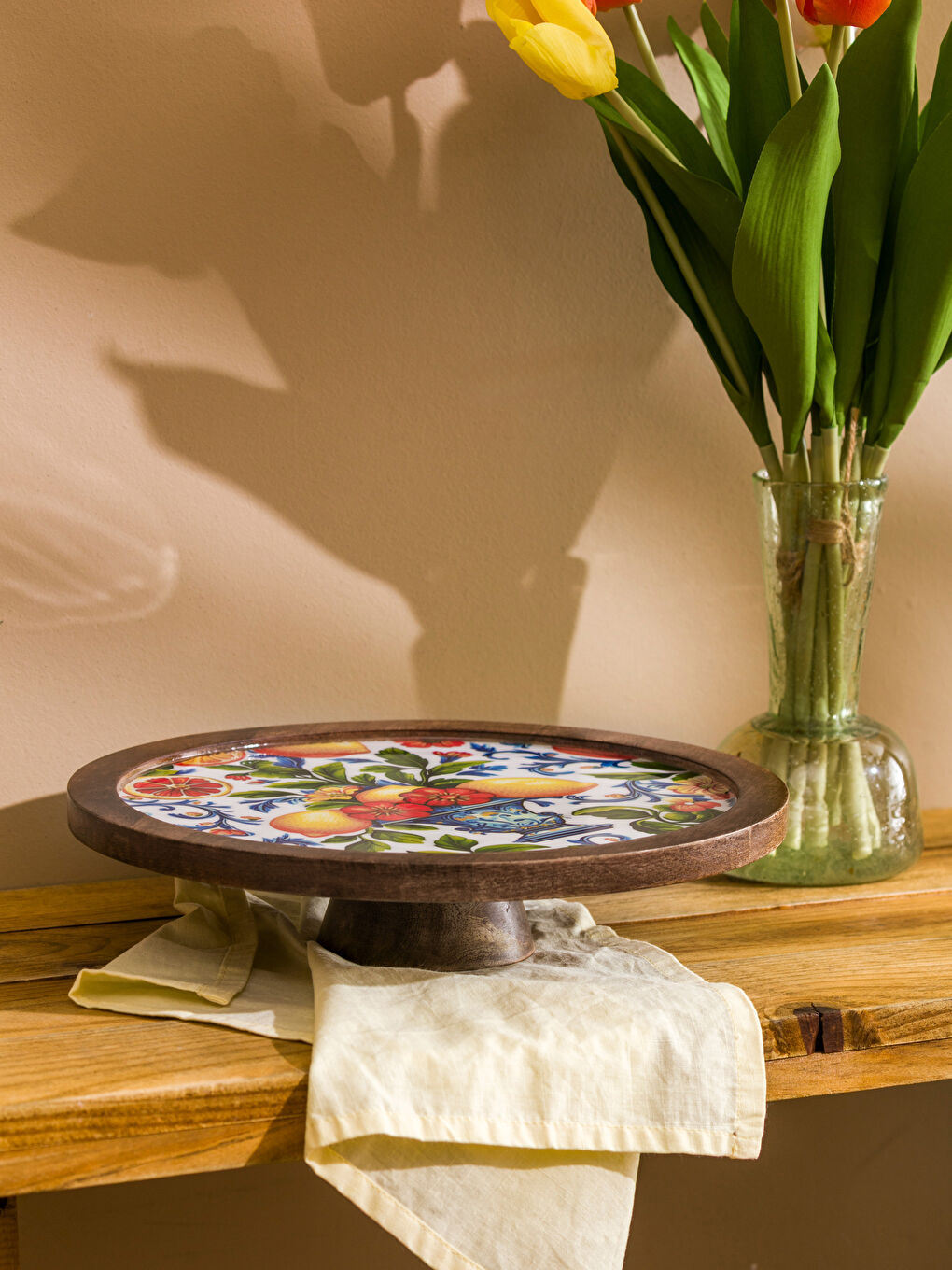 Karışık Baskılı Ahşap Ayaklı Sunumluk 30 cm-1