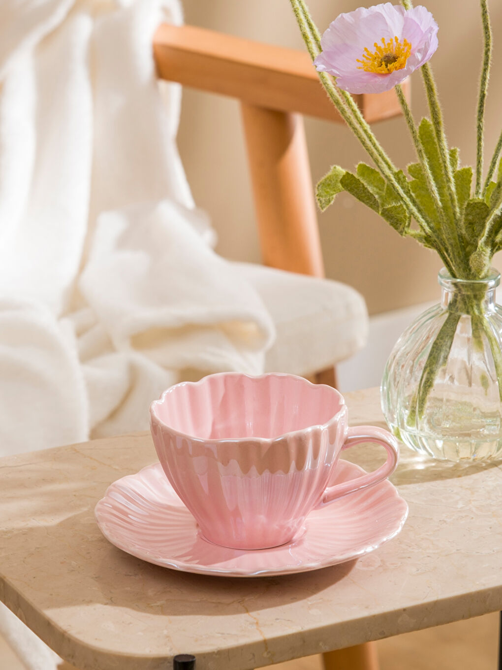 Pembe Porselen Çay Fincan Seti 200 ml