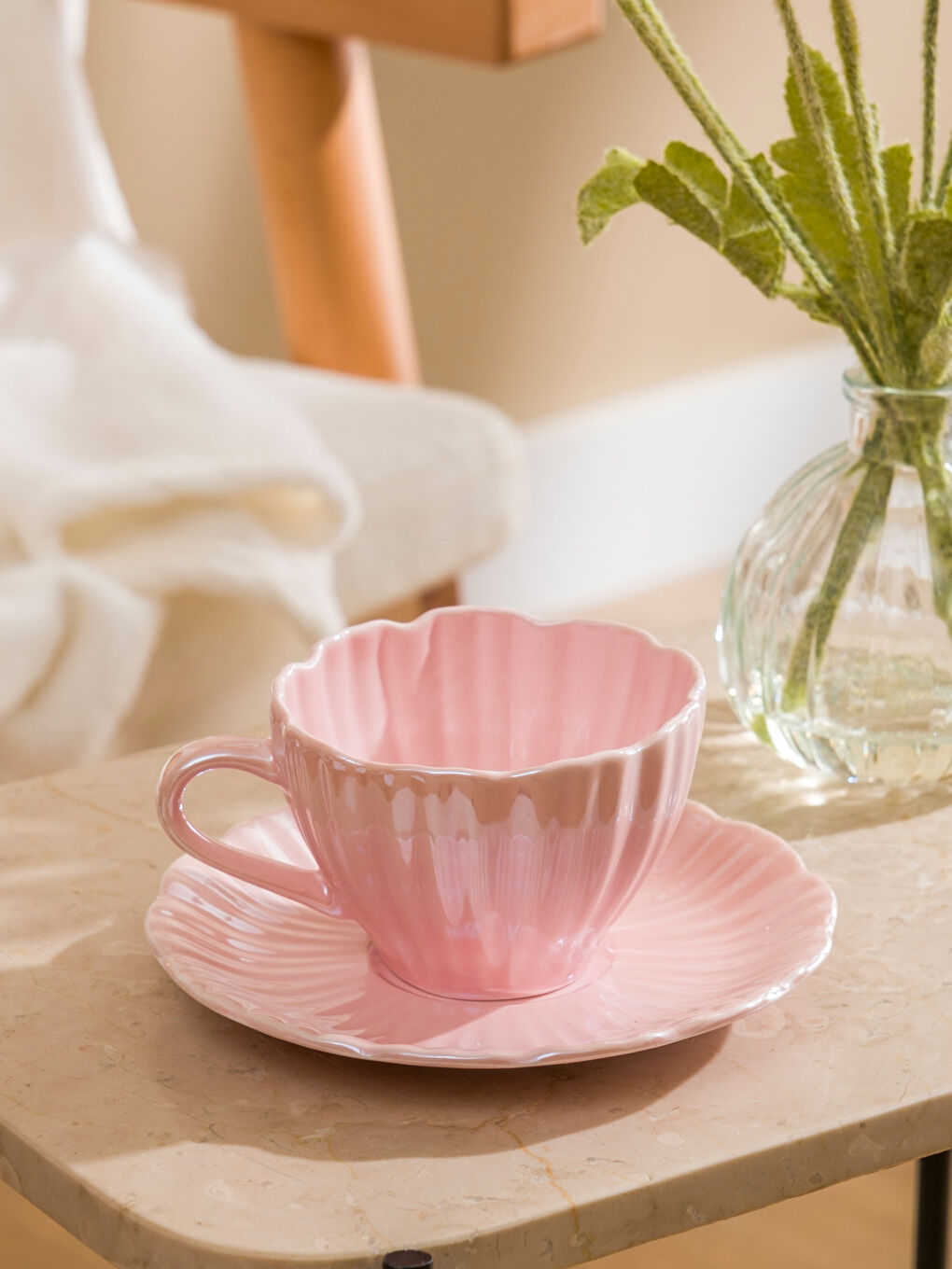 Pembe Porselen Çay Fincan Seti 200 ml-1