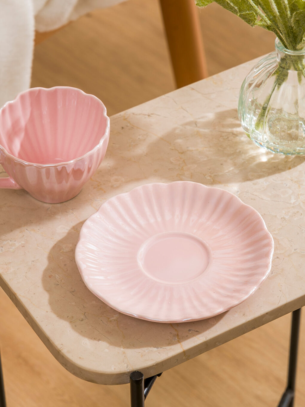 Pembe Porselen Çay Fincan Seti 200 ml-2