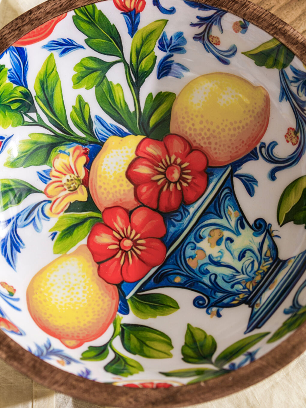 Karışık Baskılı Ahşap Kase 25 cm-2