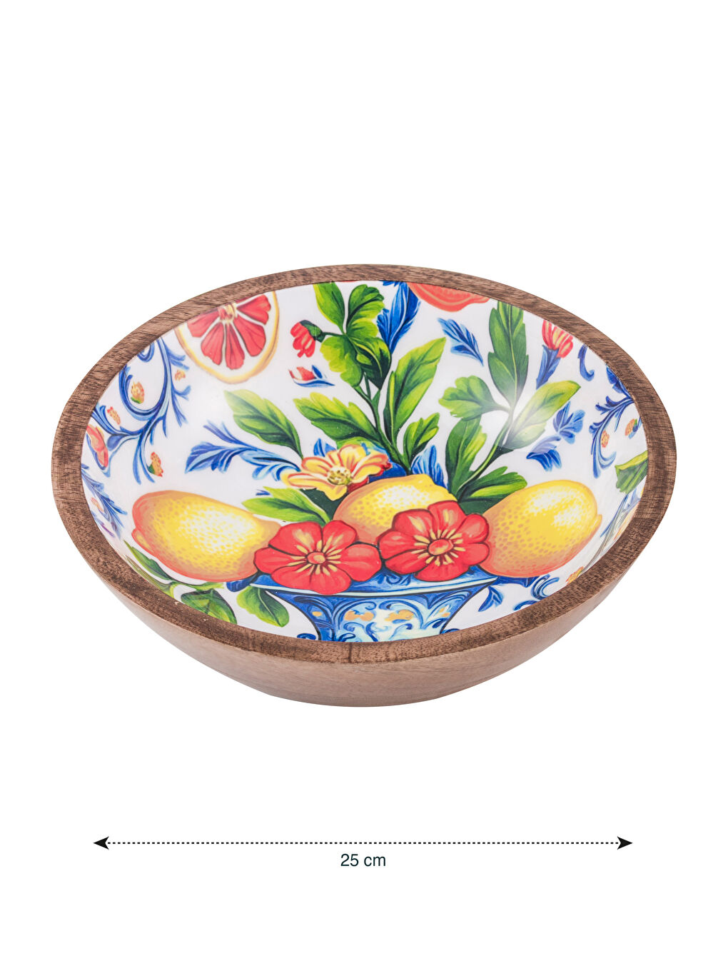 Karışık Baskılı Ahşap Kase 25 cm-3