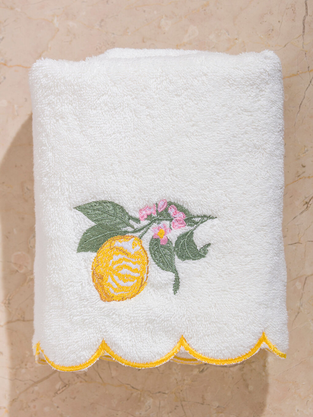Lemon Embroidered Face Towel 50x80 cm-2