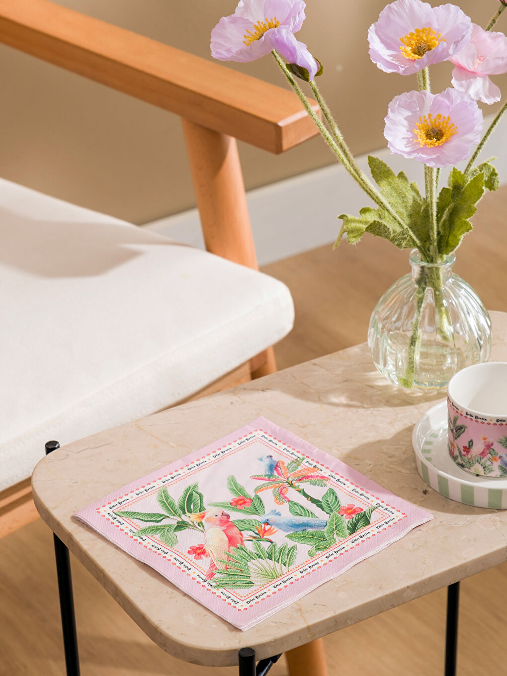 Декоративная бумажная салфетка с цветочным принтом, упаковка из 20 штук