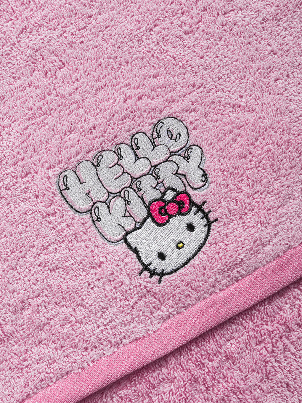 Pembe Hello Kitty Nakışlı Pamuklu Yüz Havlusu 50x80 cm-3