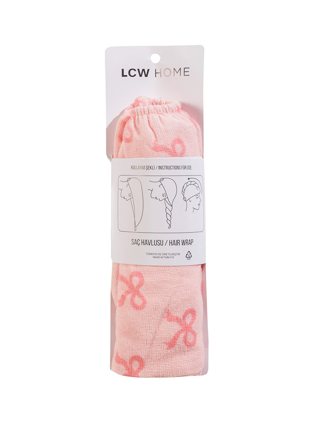 Pembe Pamuklu Saç Havlusu -3
