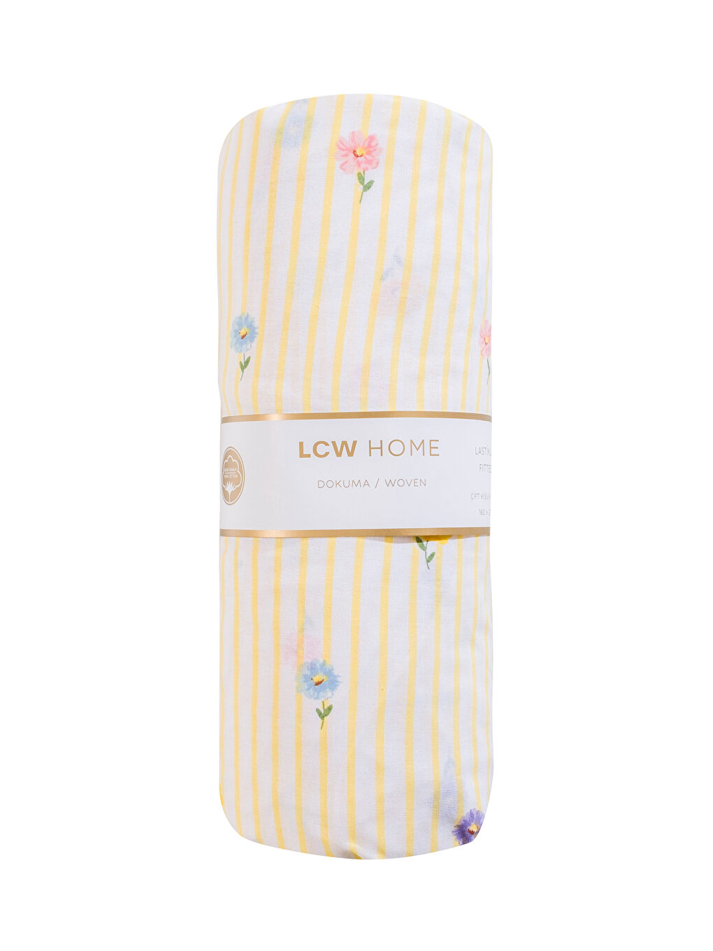 Sarı Desenli Çift Kişilik Lastikli Çarşaf	-4