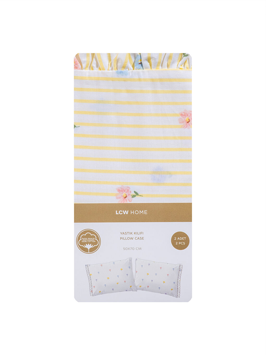 Karışık Desenli Pamuklu Yastık Kılıfı 2'li 50x70 cm-3