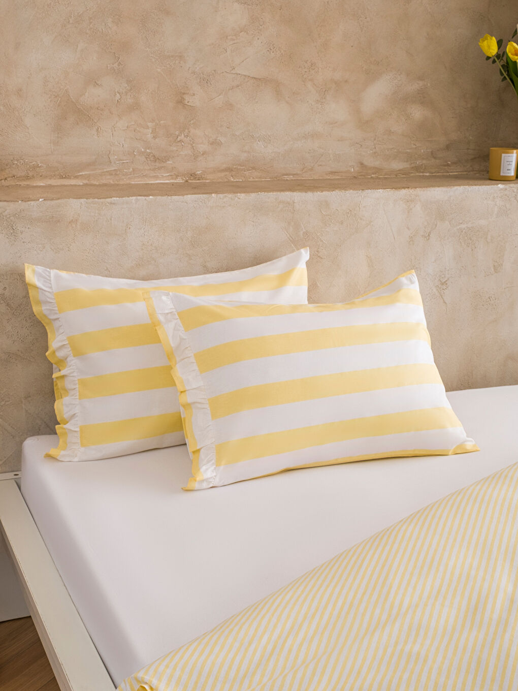 Sarı Çizgili Çift Kişilik Nevresim Seti-2