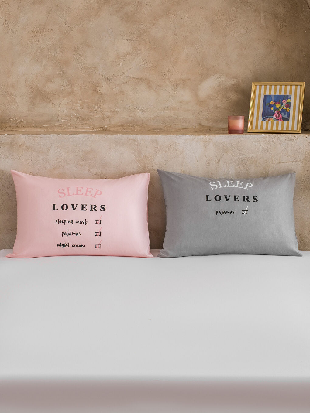 Karışık Baskılı Pamuklu Yastık Kılıfı 2'li 50x70 cm-1