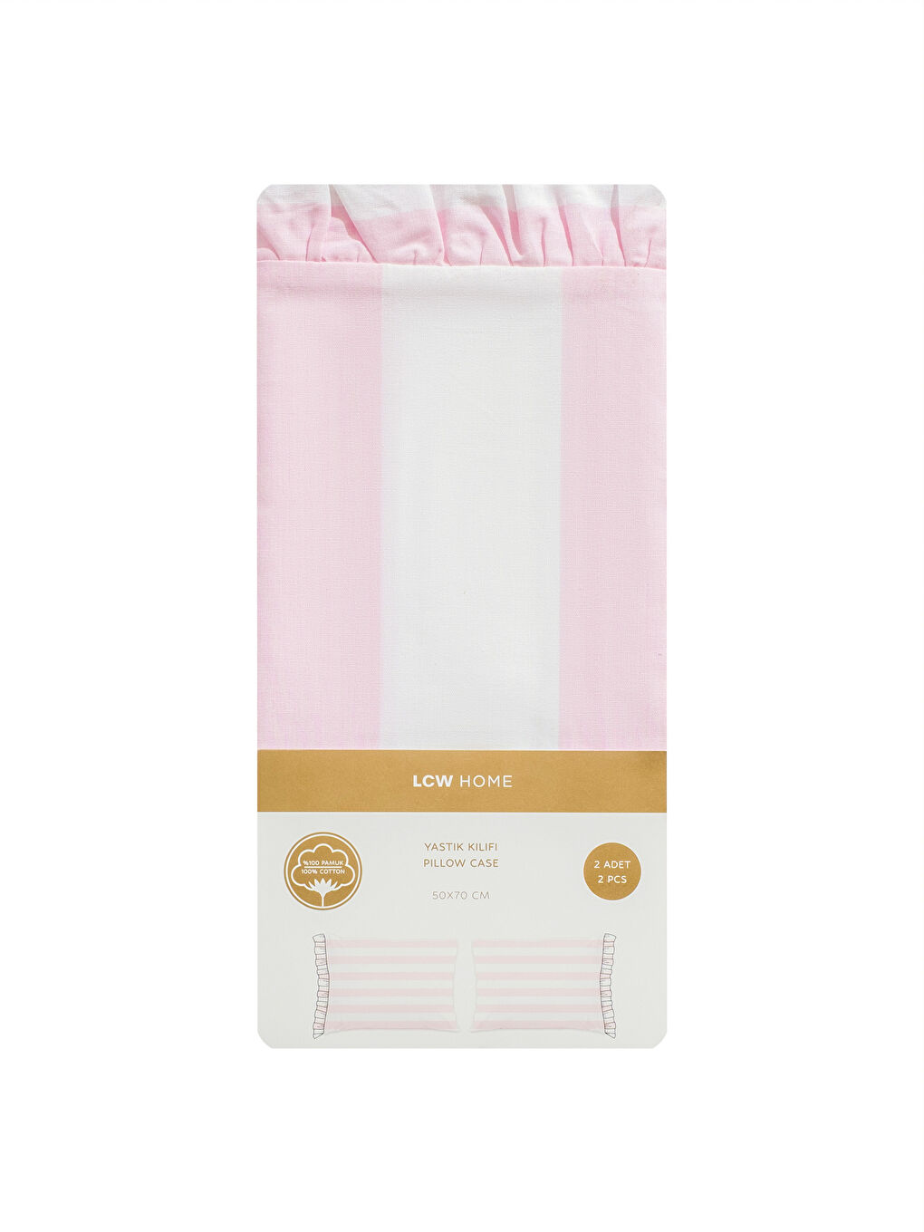 Çizgili Pamuklu Yastık Kılıfı 2'li 50x70 cm-3