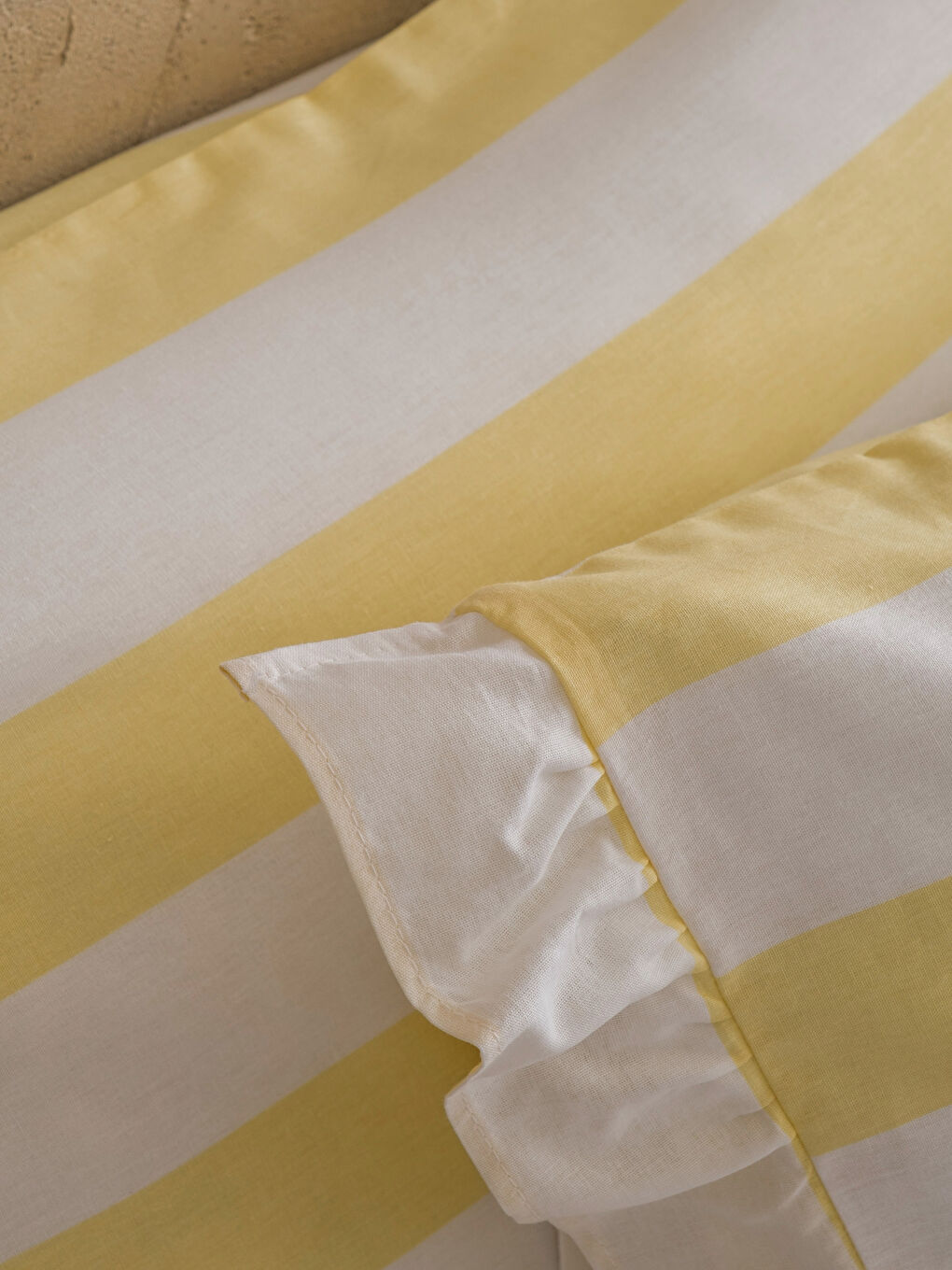 Sarı Çizgili Pamuklu Yastık Kılıfı 2'li 50x70 cm-2