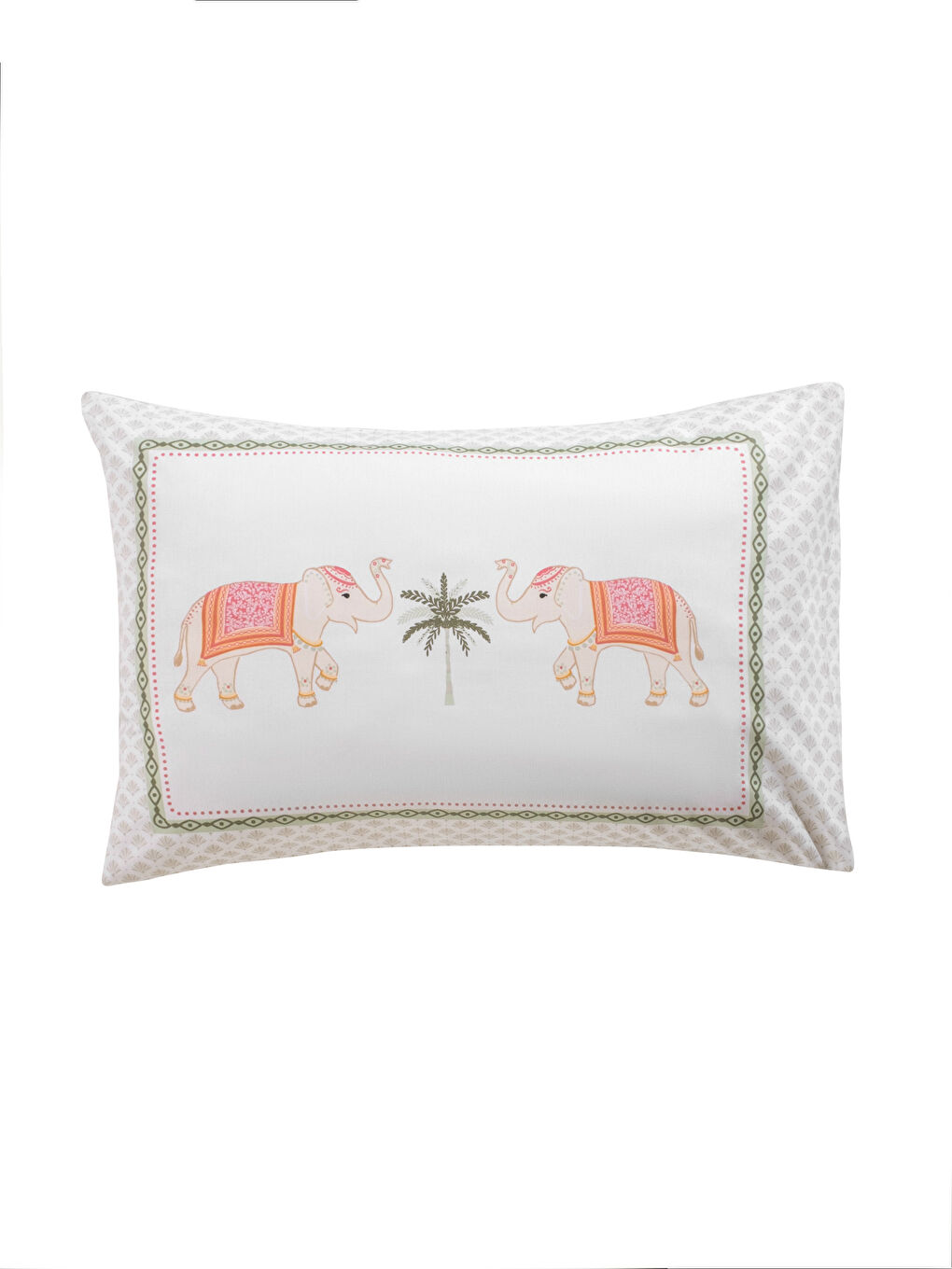 Karışık Fil Baskılı Pamuklu Yastık Kılıfı 50x70 cm 2'li-4